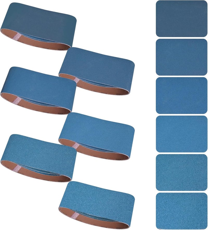 Aolabela 4x24 Inch Sanding Belts 18 Pcs 6 Grits Sizes (3 Each of 60/80/120/150/240/400 Grits) Heavy Duty Belt Sander Zirconia Belt Sander Paper for Wood, Metal, Stainless Steel, Cars, and Furniture - Image 1